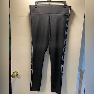 Victoria's Secret Black Leggings with White Side Stripes